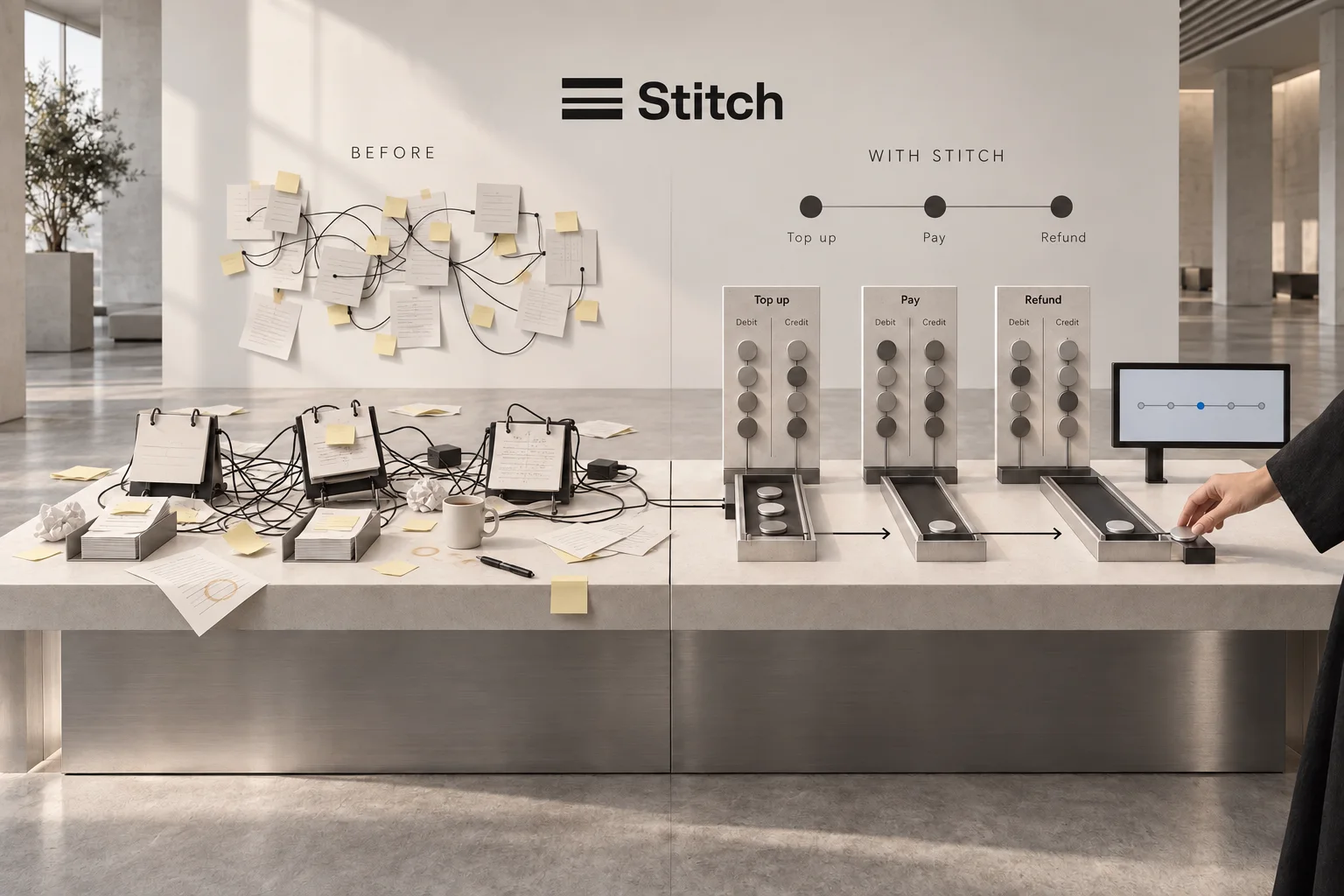 Follow One Riyal. Proposed Stitch experience visualization.